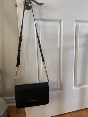 Michael Kors Black Crossbody with Gold Chain Strap